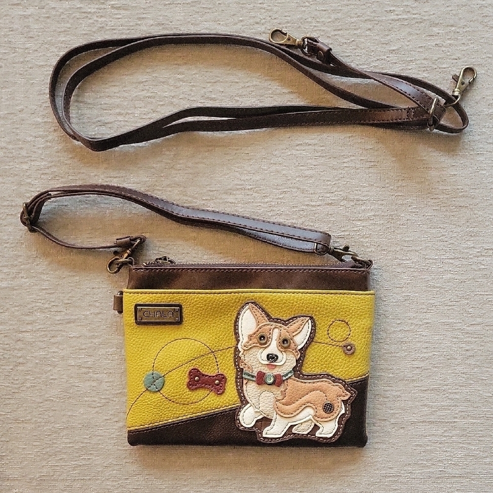 Chala Corgi Crossbody Bag in Yellow and Brown 8 X 6
